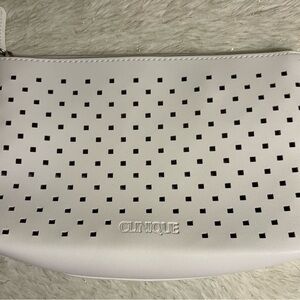 Clinique White Perforated Wristlet Cosmetic Pouch